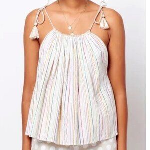 Anthropologie Willa Halter Top Stripe Coquette Girl Boho‎ Corey Lynn Calter LG